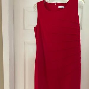Red Calvin Klein straight line dress
